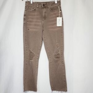 Grace & Lace Distressed Vintage Wash Crop Jeans Size 8 Soft Grunge